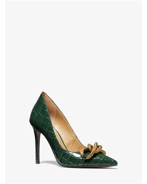 michael kors scarlett chain pump|Scarlett Chain Link Crocodile Embossed Leather Pump.